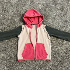 North Face Toddler’s lightweight zip-up fleece colorblock jacket- size 4T